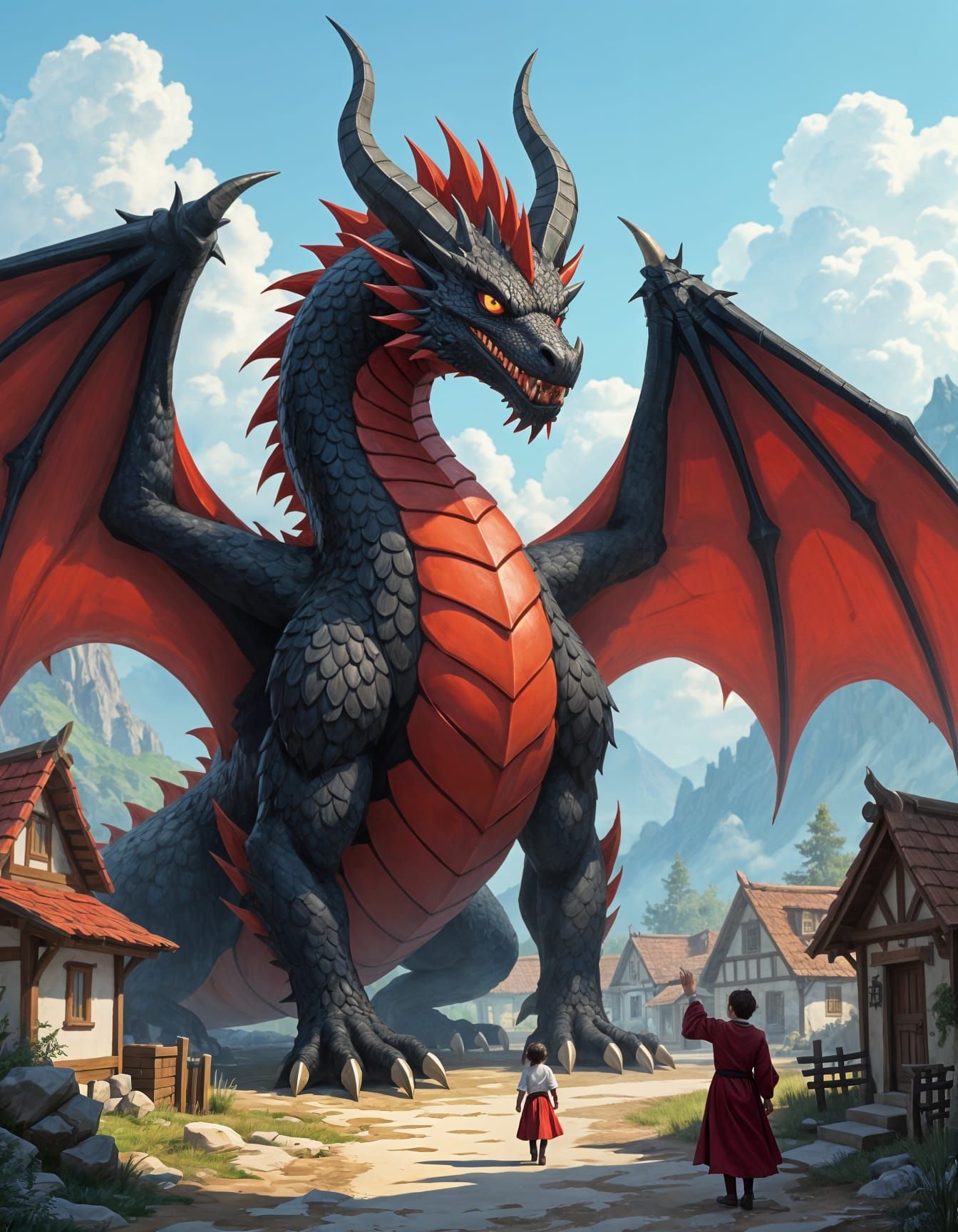 Dragon Protector of the Village, Digital Illustration