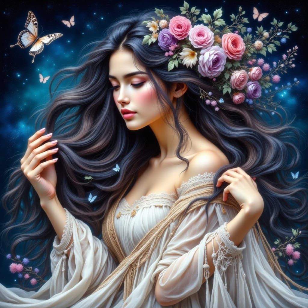 Serene Woman Profile in Neo-Classical Style