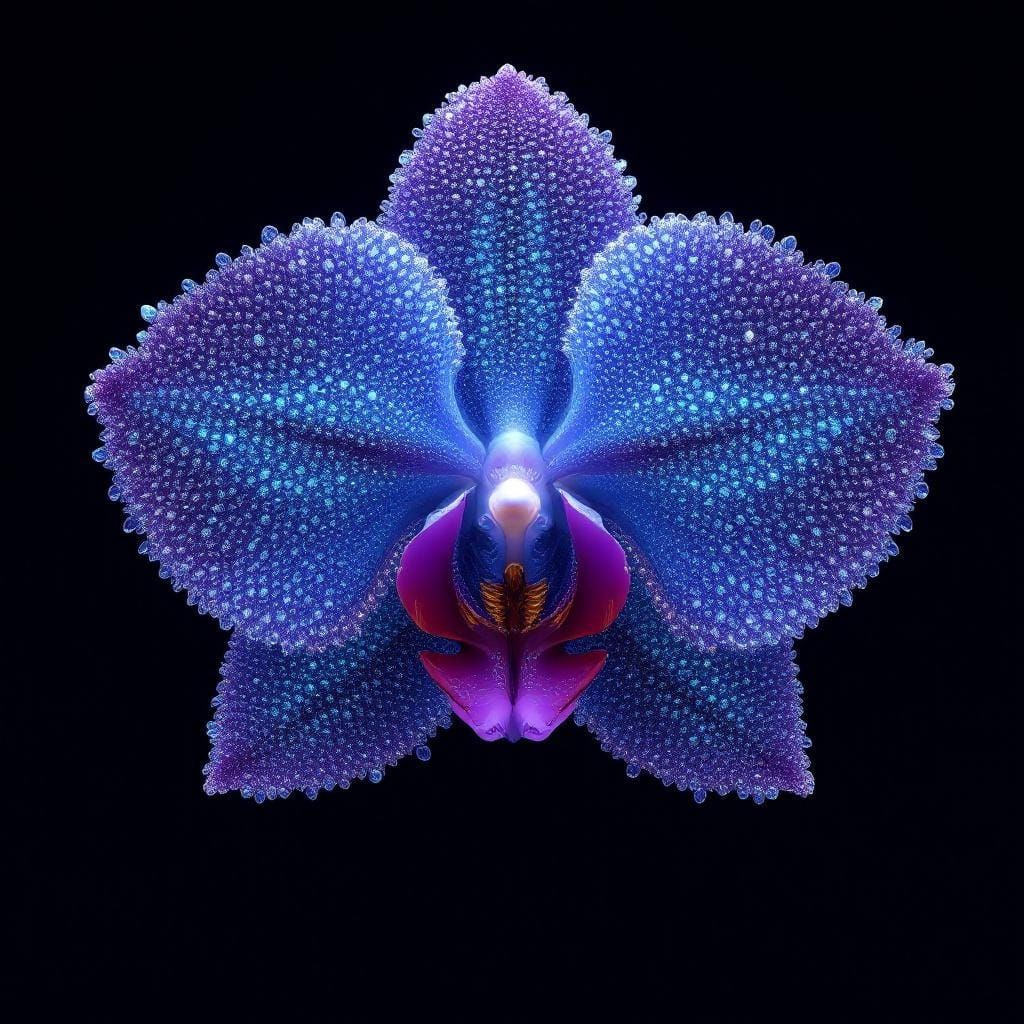 Iridescent Night Orchid in Matte Painting Style