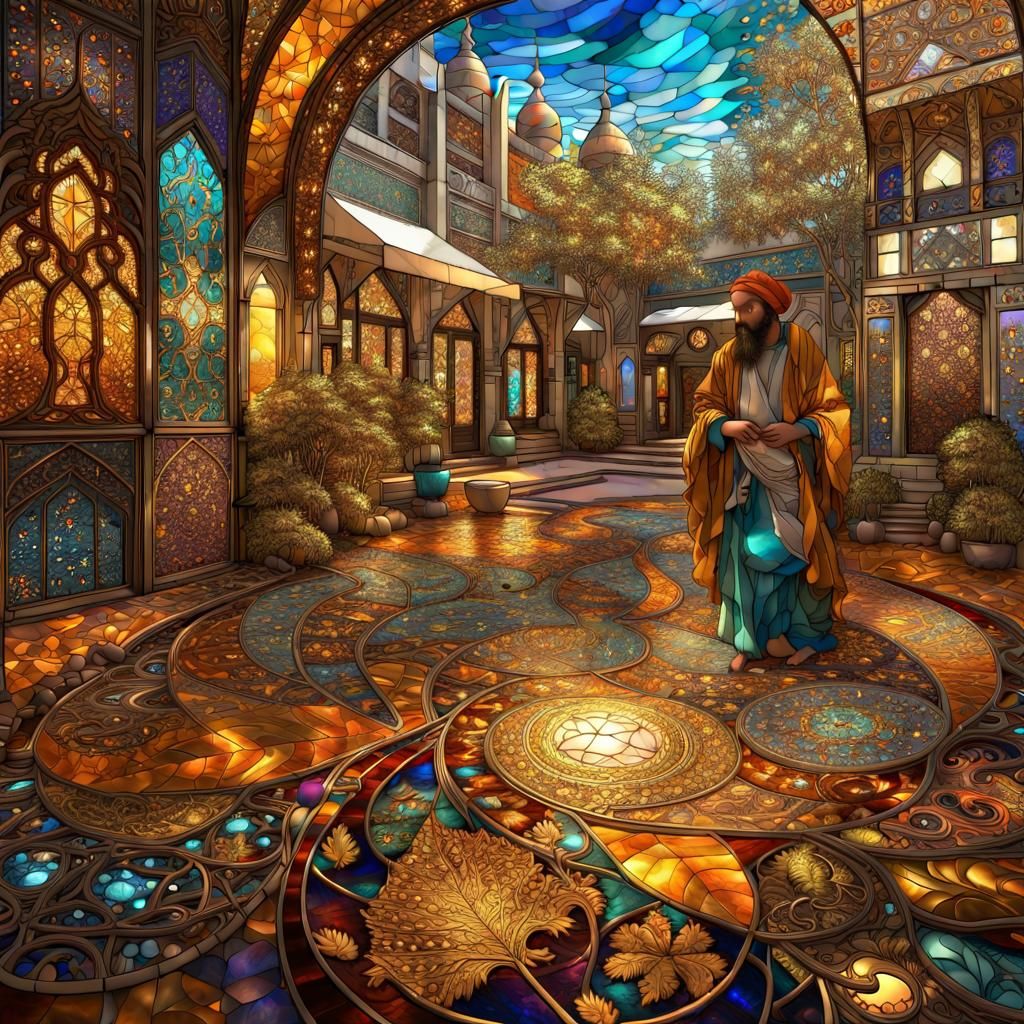 Tiffany Style Stained Glass Eastern Bazaar