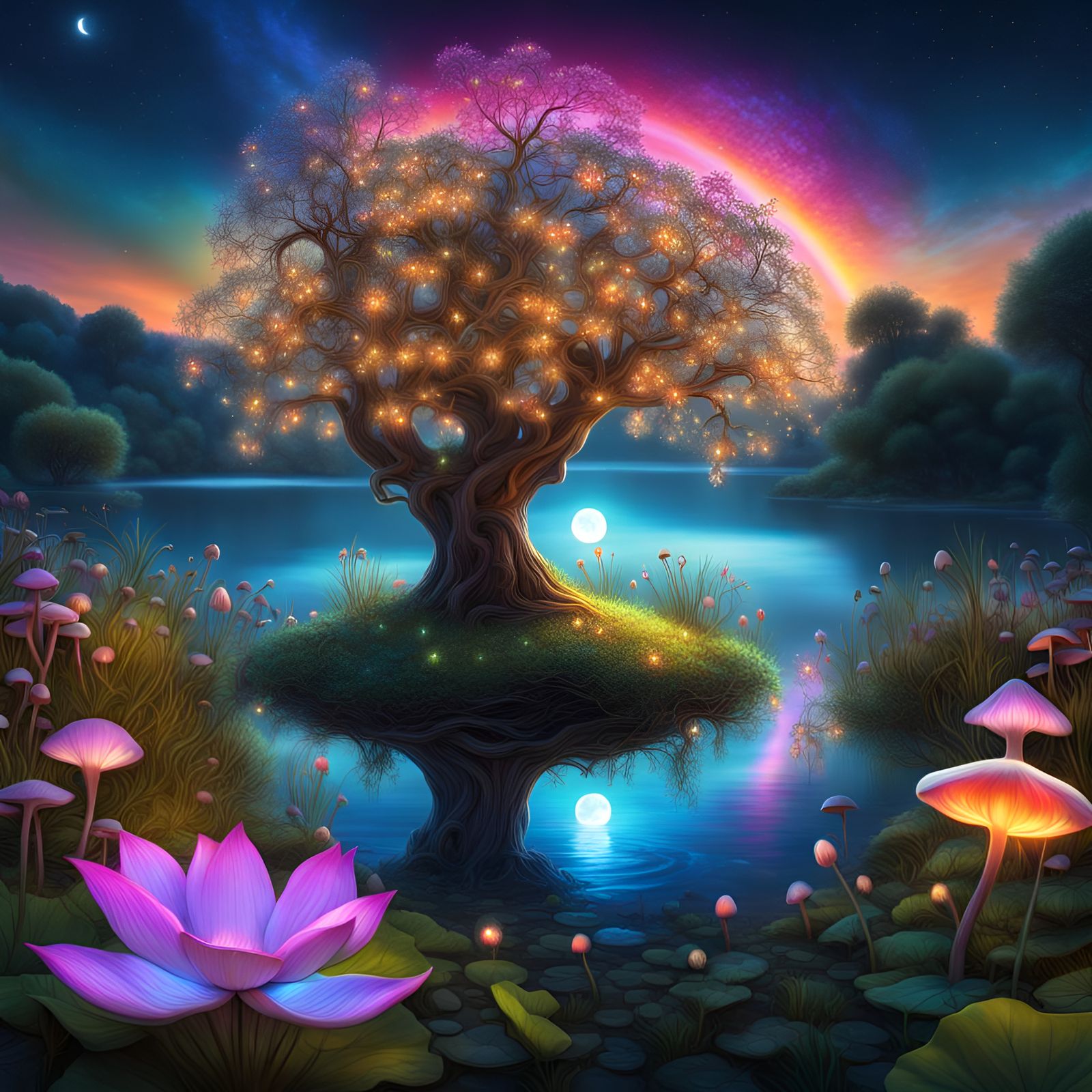 Enchanted Bioluminescent Garden at Twilight in Hyperreal Sty...