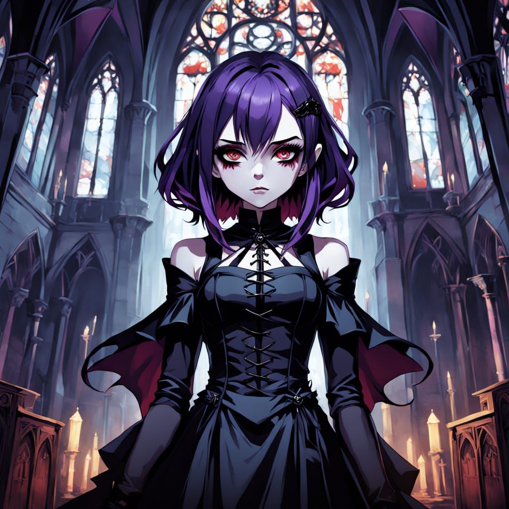 Gothic Vampire Maiden in Anime Style