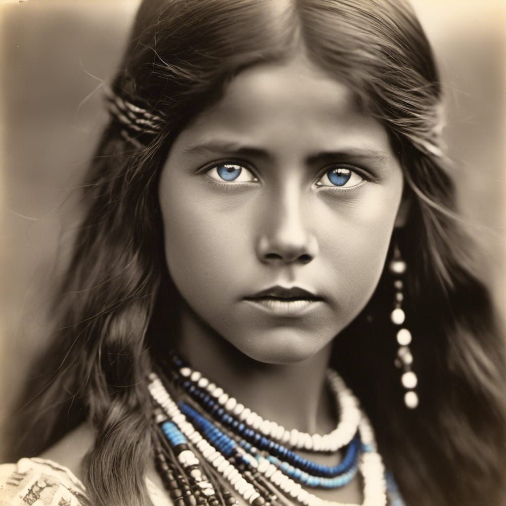 Comanche Girl Portrait in Black and White