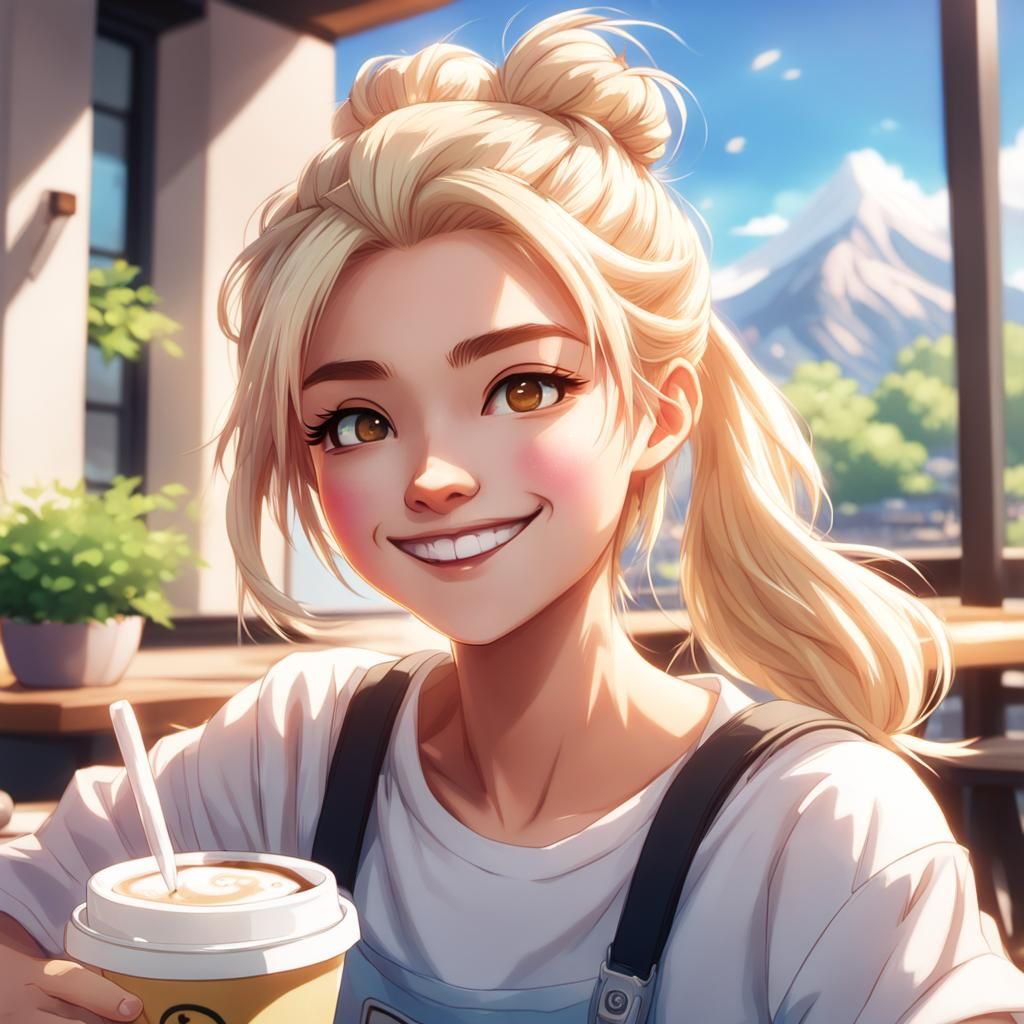 Anime Woman with Coffee, Overwatch-Style Avatar