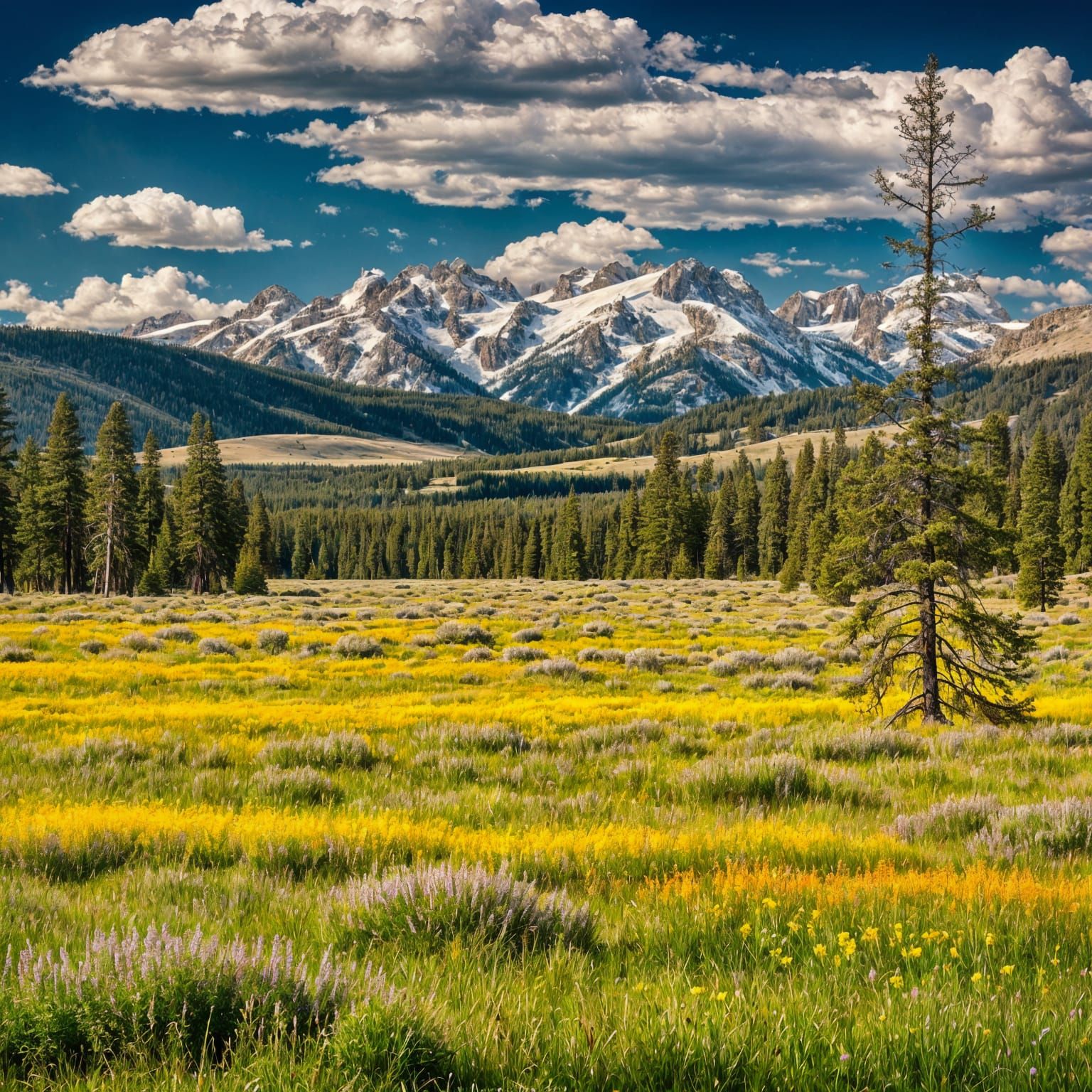Yellowstone Landscape in Spring: A Tranquil Vista