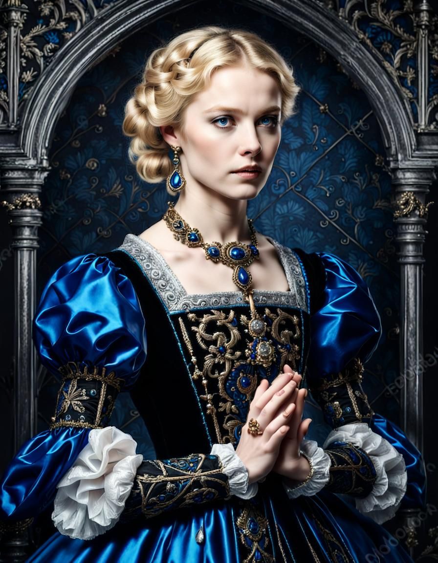 Renaissance Noblewoman Portrait in Gothic Setting