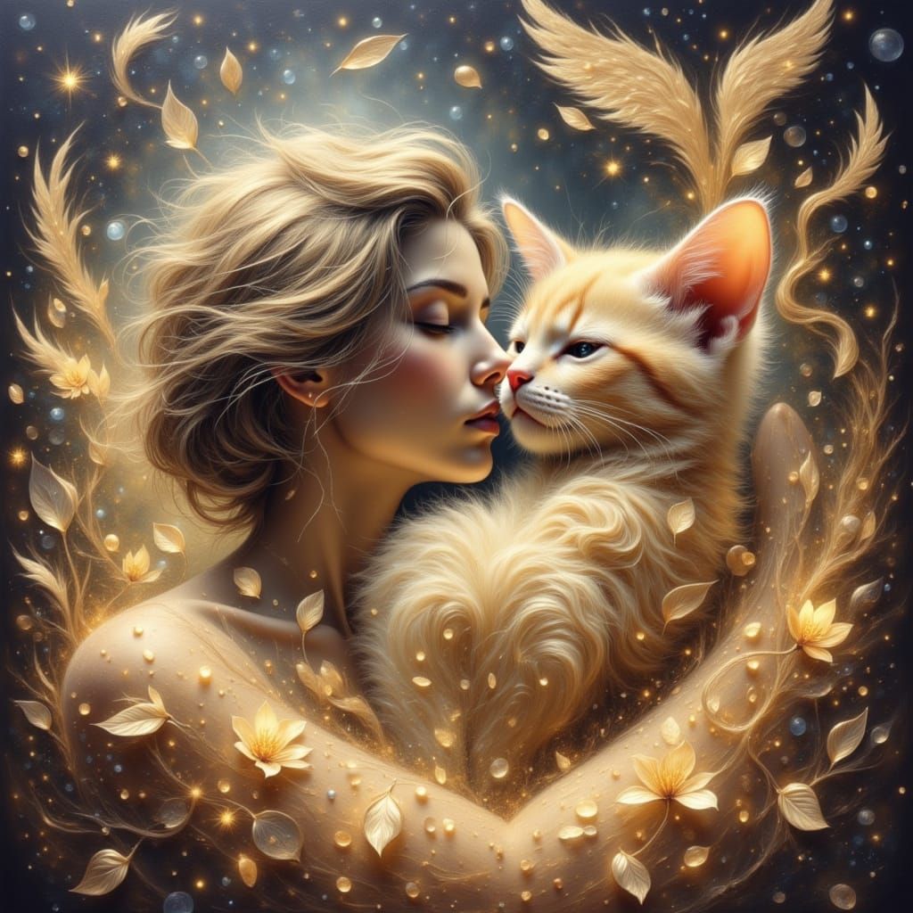 Peaceful Moment: Cuddling With Beloved Cat