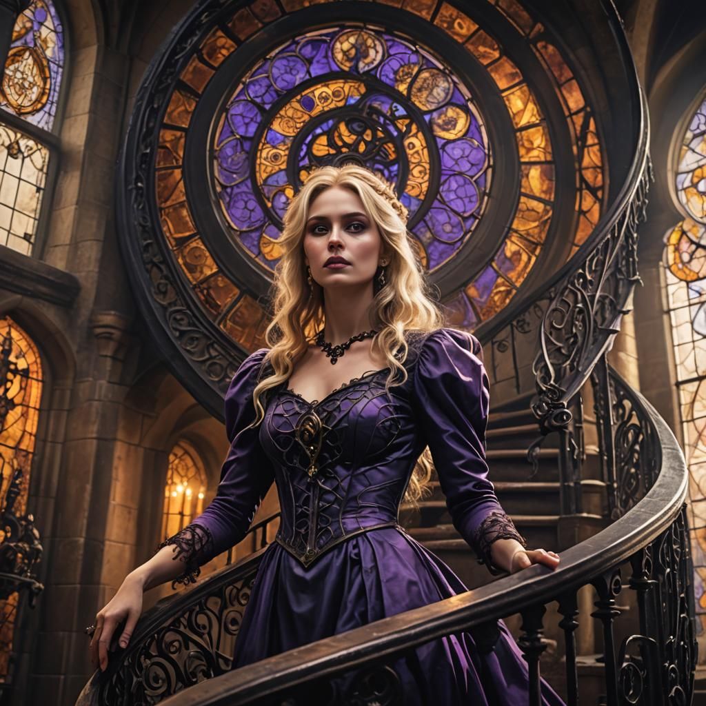 Gothic Horror: Woman Descending Staircase