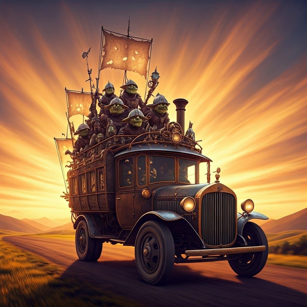 Goblin Warriors Cruise in Armored Fantasy Truck