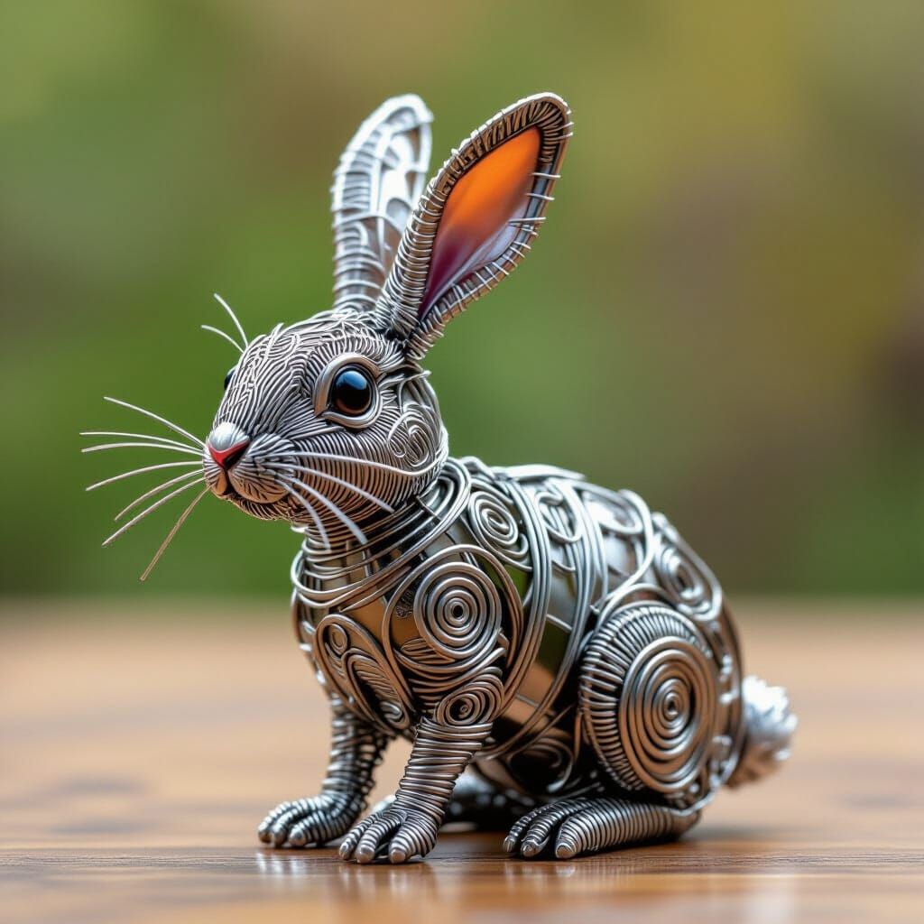 Wire Rabbit Sculpture