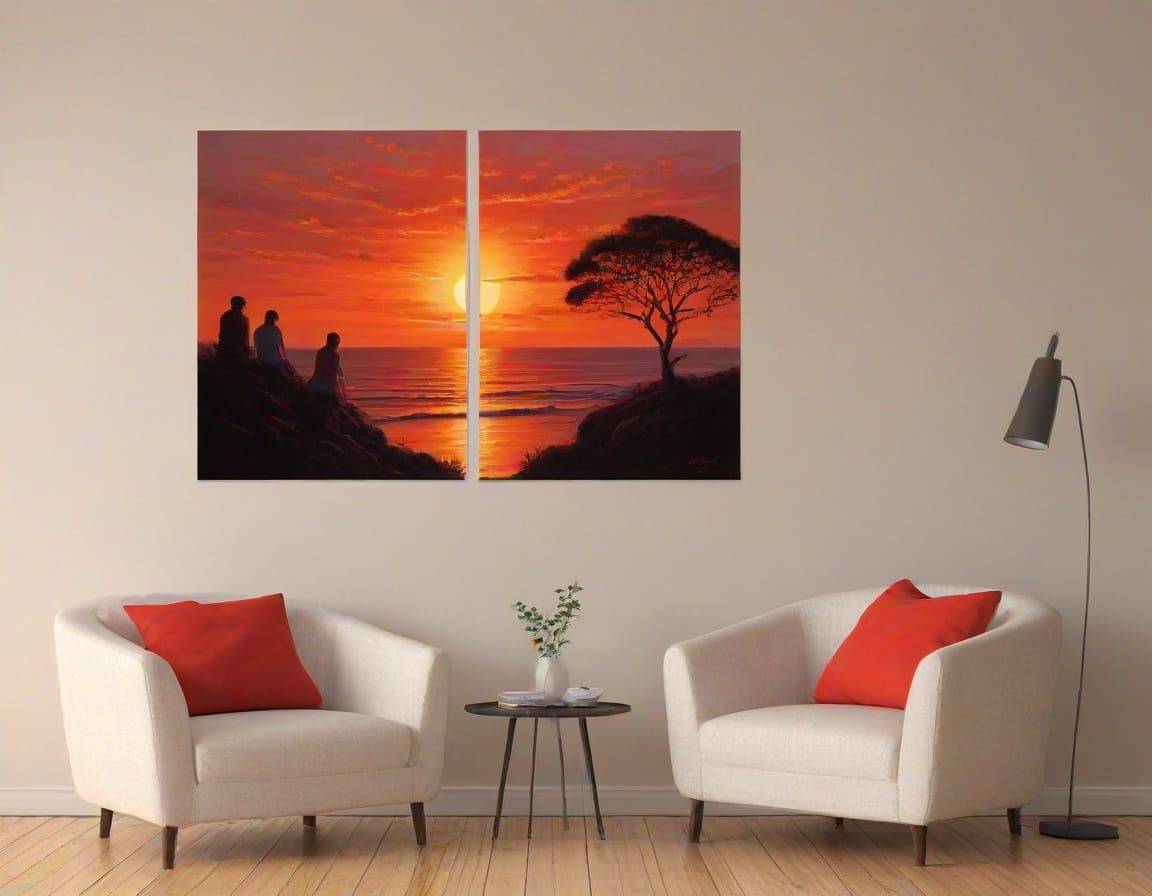 Romantic Sunset in Crimson Hues