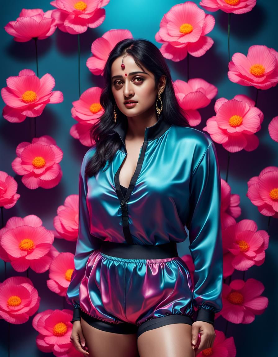 Curvy Model in Cyberpunk Neon Setting