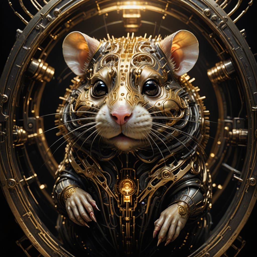 Biomechanical Hamster in Dark Futuristic Art