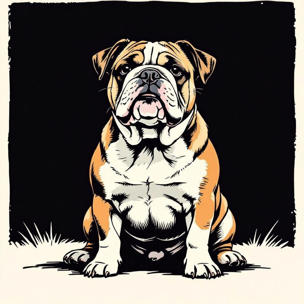 Minimalist Bulldog Line Art for Printing