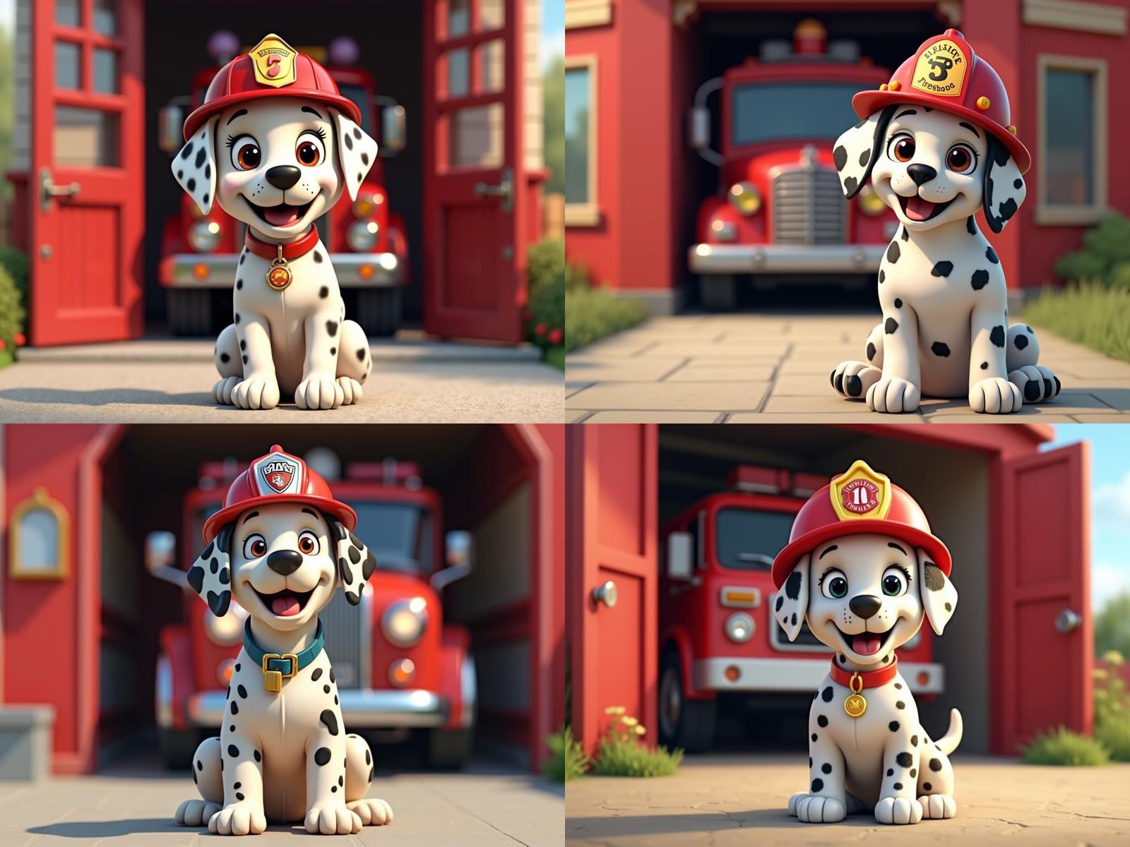 Dalmatian Puppy in Front of Firehouse