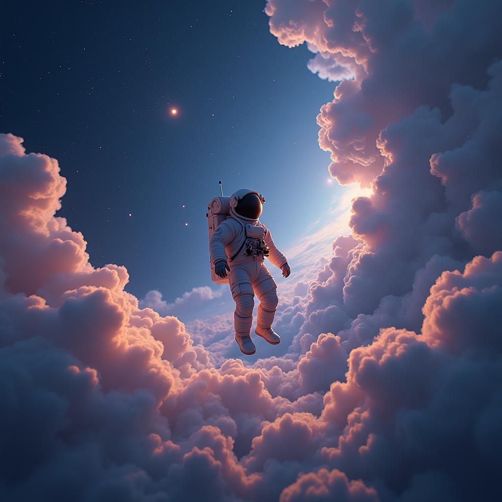 Astronaut Lost in Starry Expanse: Digital Matte Painting
