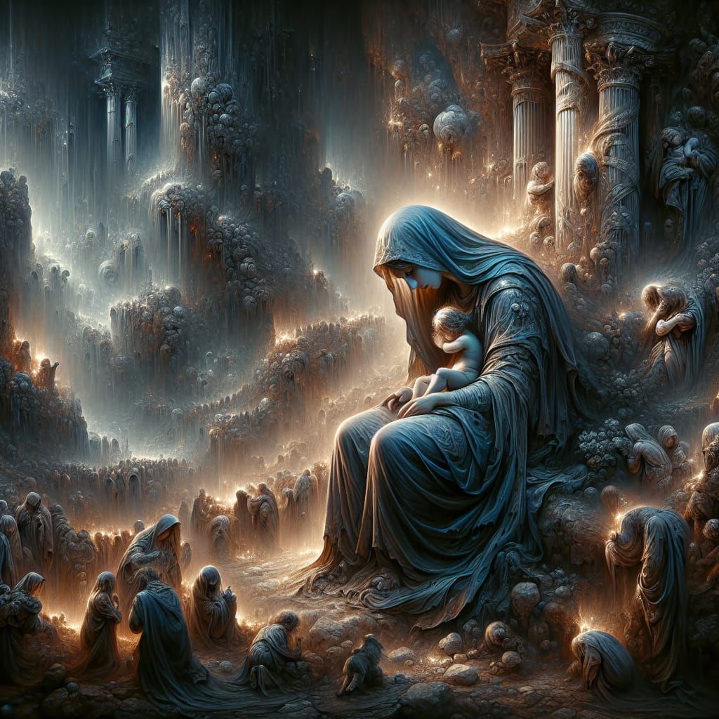 Sorrowful Mother Mary: Detailed Matte Painting