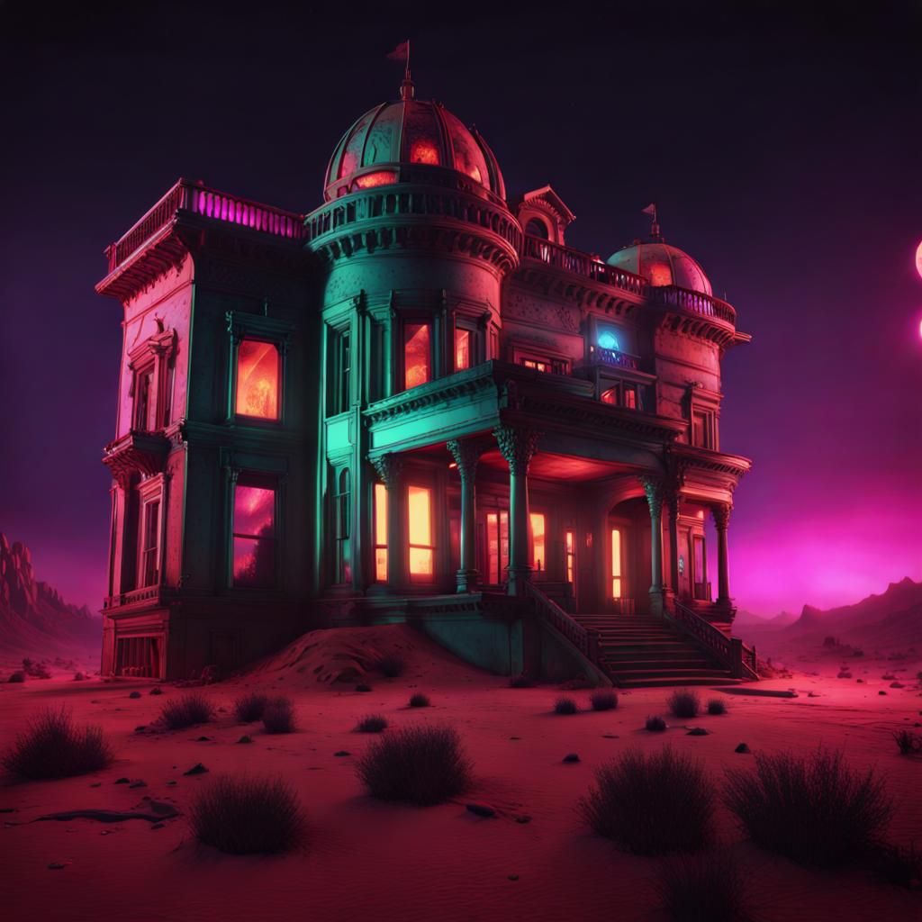 Arcadian Desert Castle in Retro Post-Apocalyptic Style