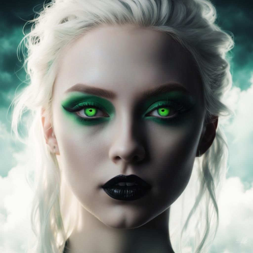 Ethereal gothic beauty young lady with long platinum blonde ...