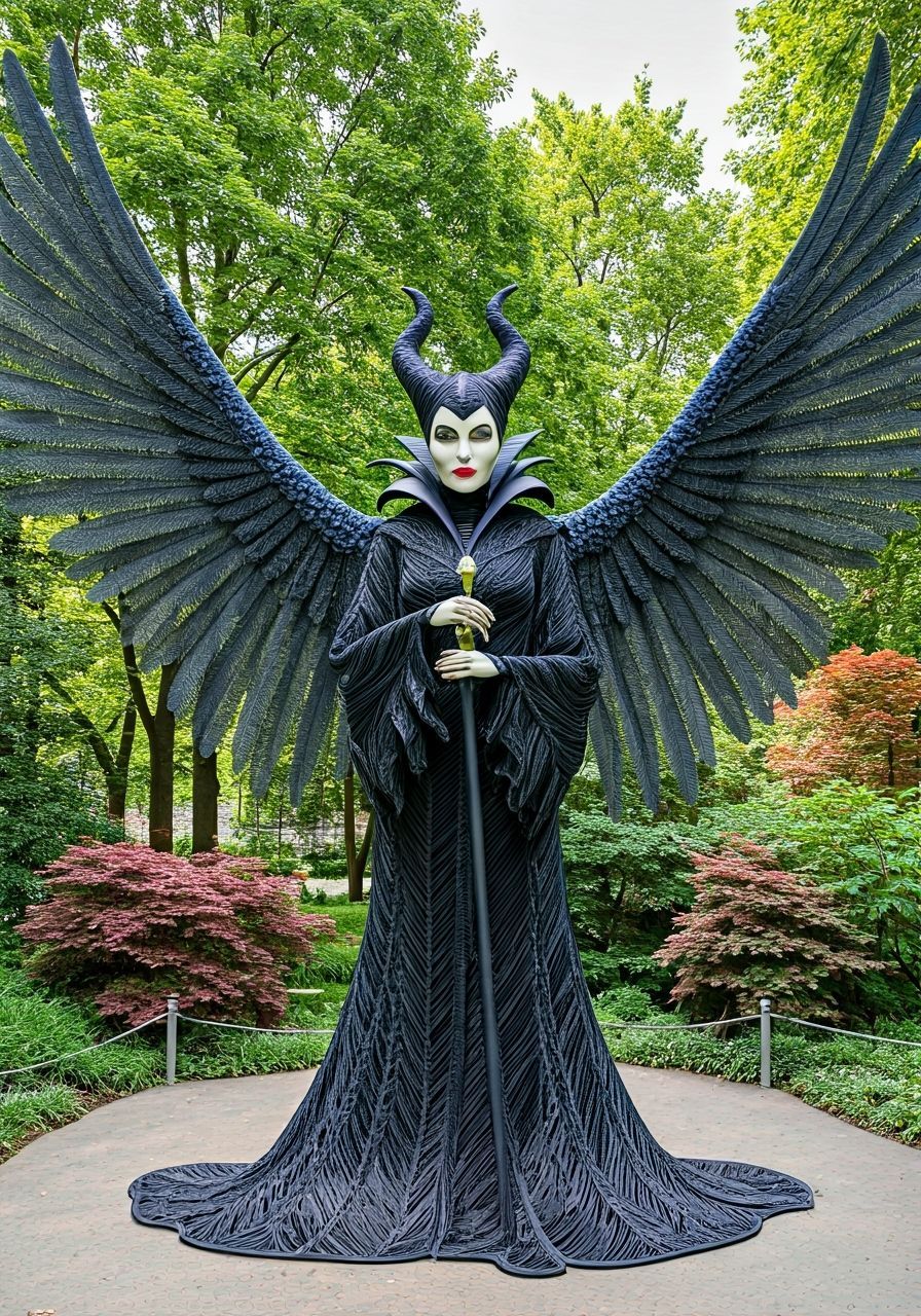 Maleficent Wire Sculpture with Wings in Park