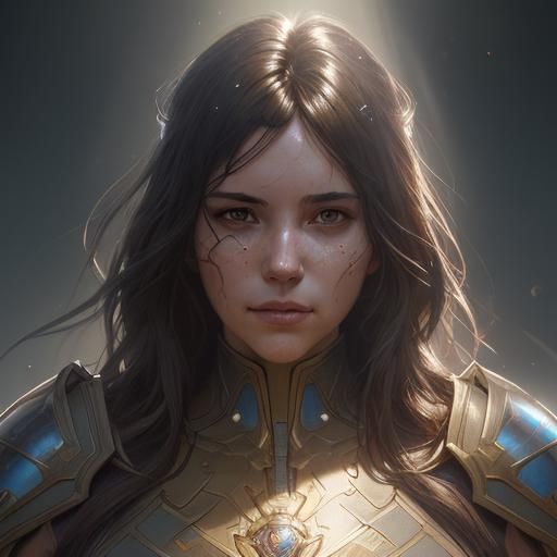 Sunbeam Knight Portrait in Hyperdetailed Style