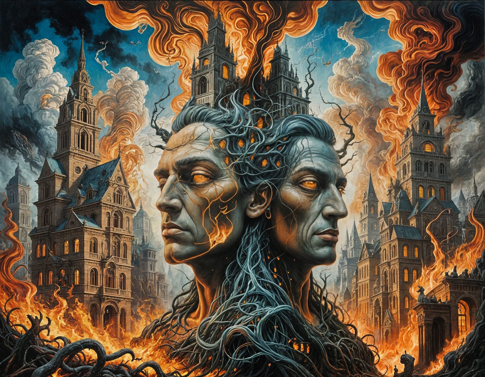 Surreal Gods of September in Oil Painting