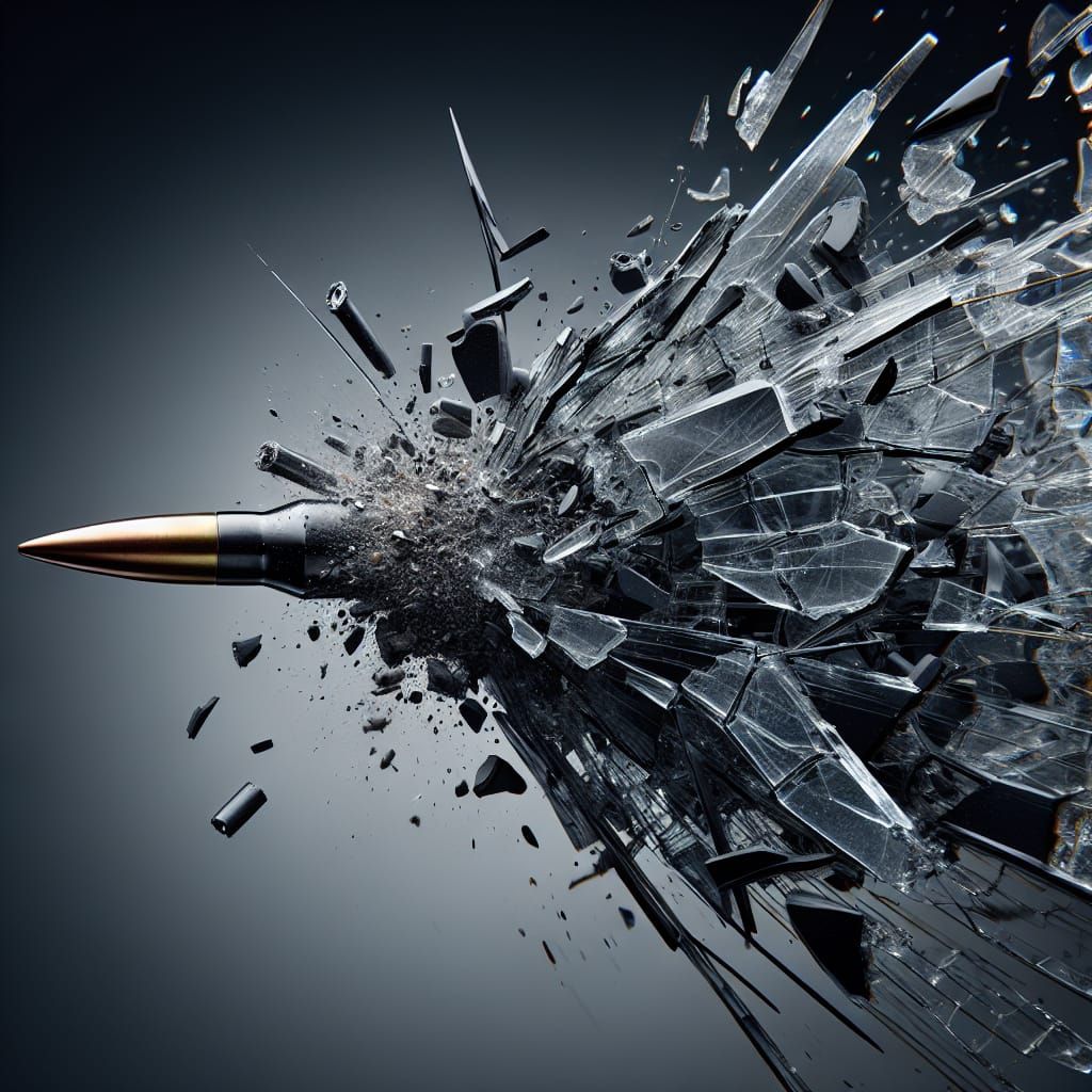 Bullet Impact: Shattered Glass Macro Photograph