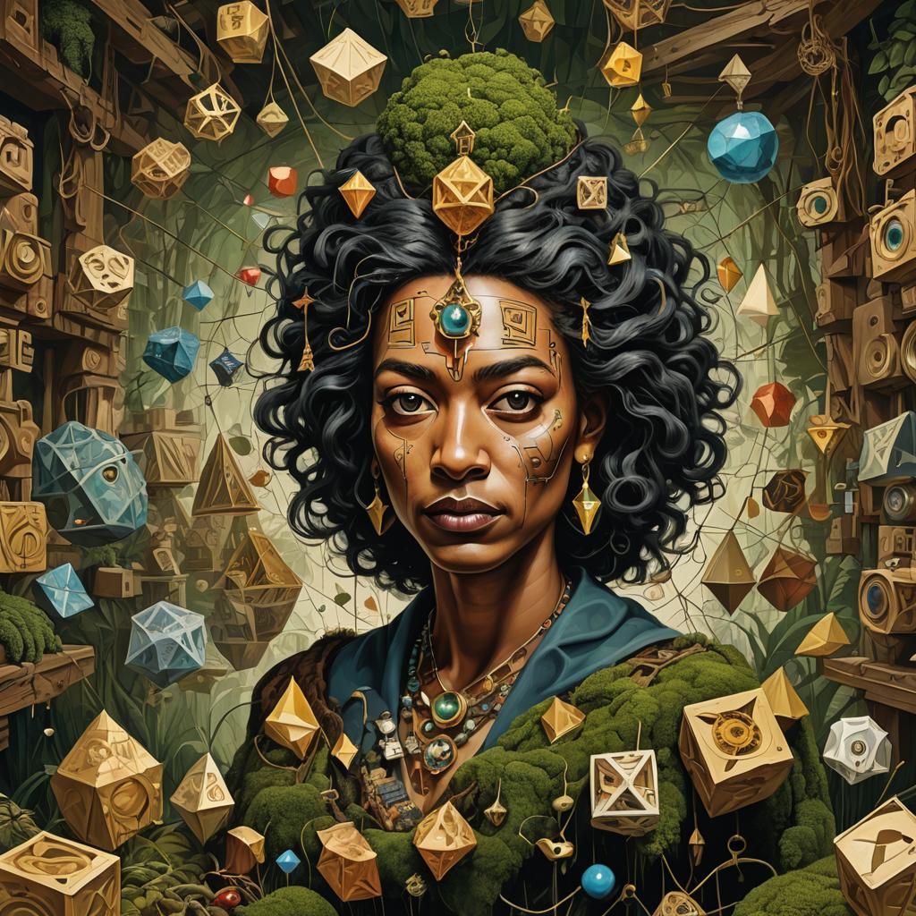 Surreal Cubes of Metatron in Dali and Basquiat Style