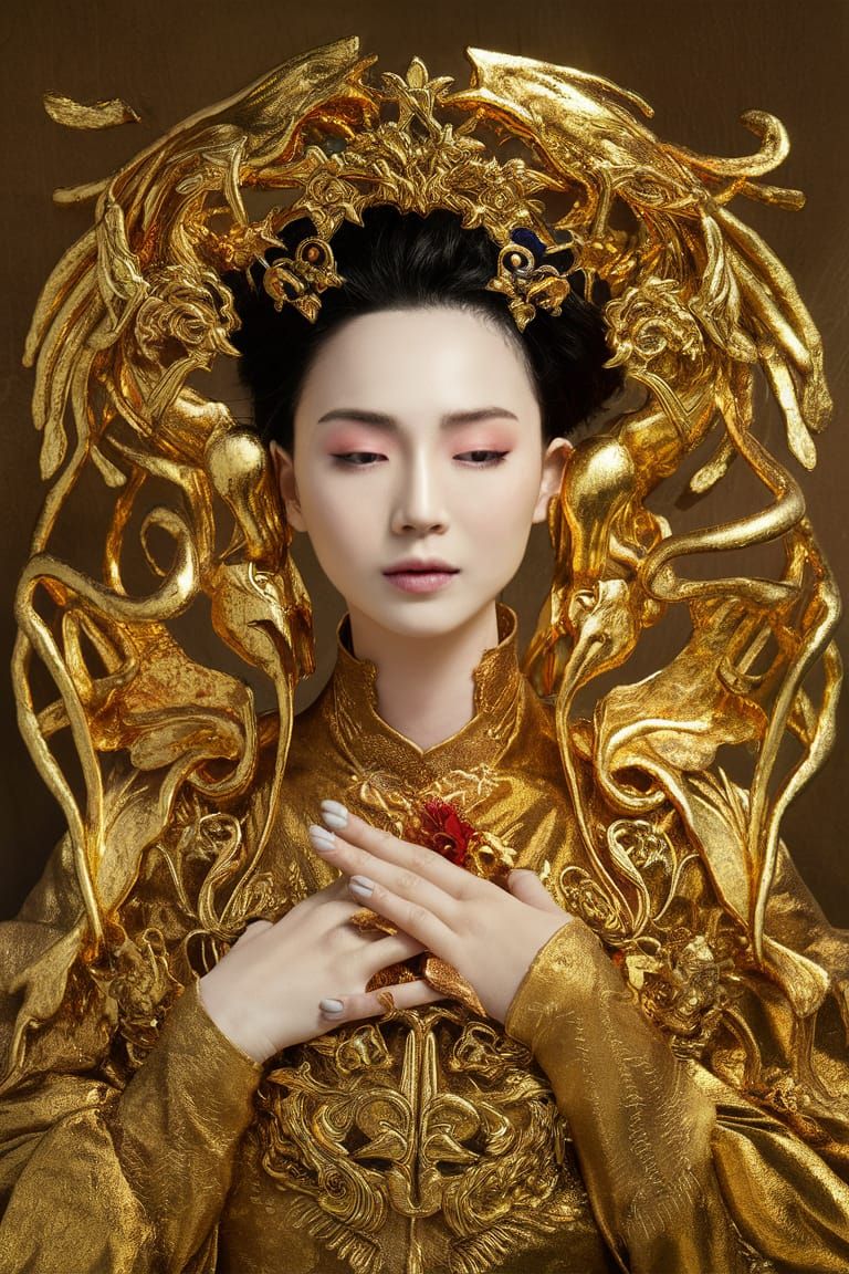 Sanxingdui Arrhythmic Countenance with Jaded Gold Foil