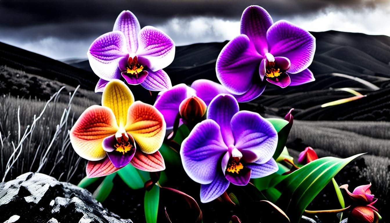 Biopunk Landscape with Hybrid Rainbow Roses