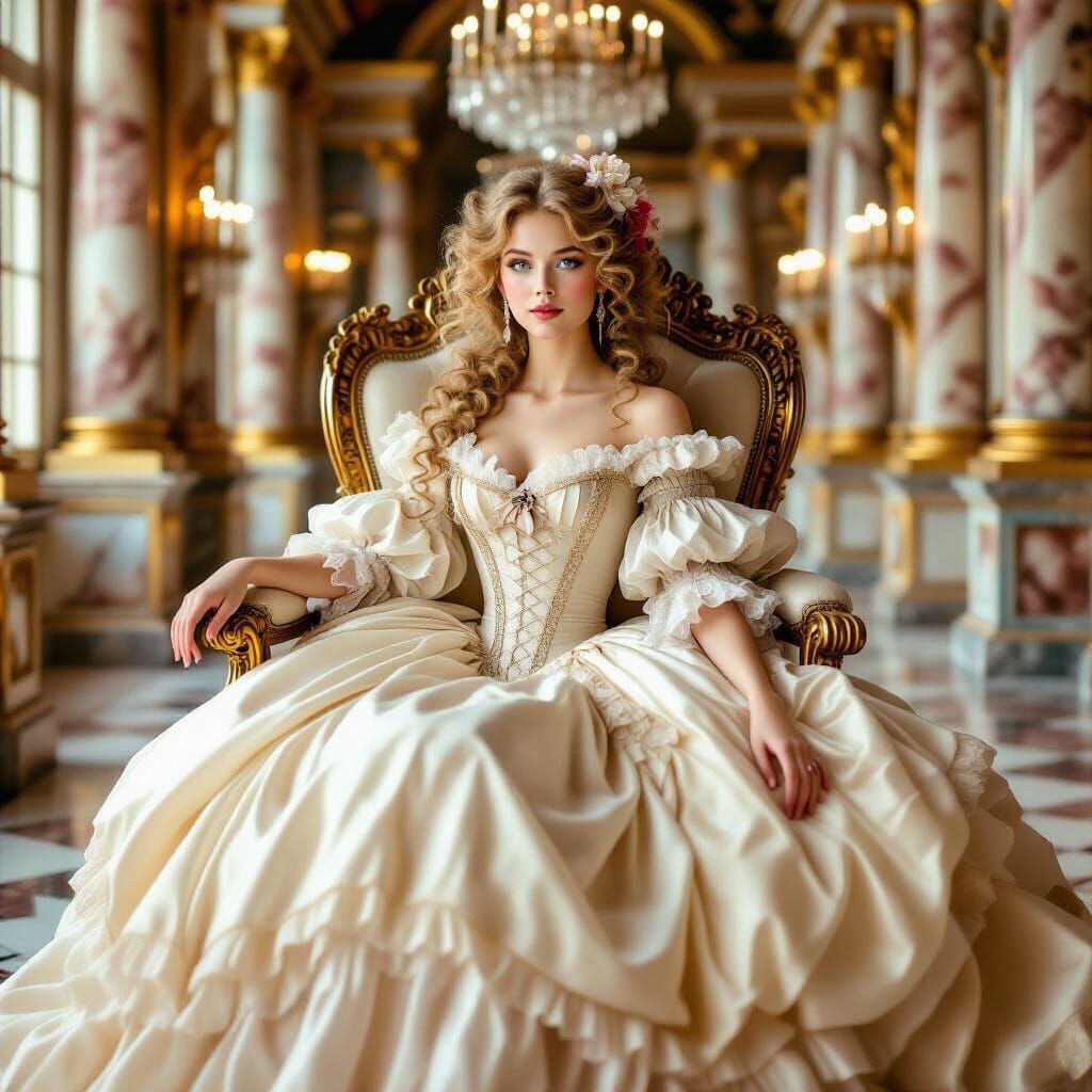 Rococo Beauty on a Gilded Throne
