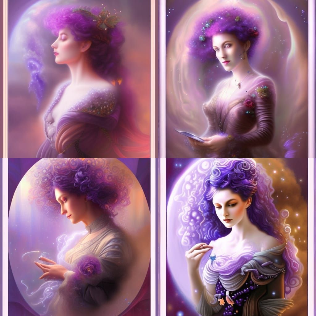 Steampunk Lady with Lilac Hair, Astral Illustration