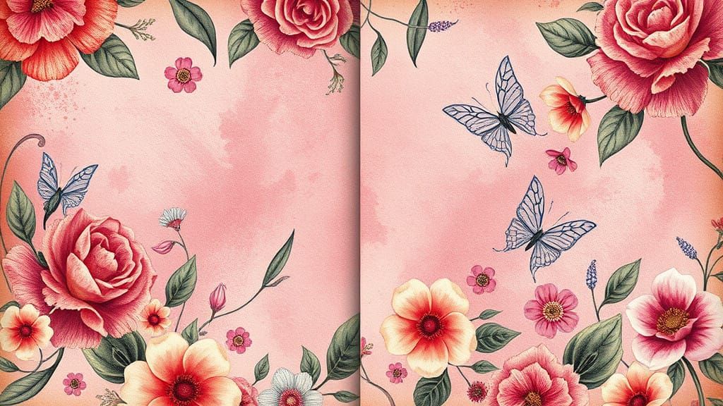 Vintage Floral Shabby Journal Digital Art in Deep Fantasy Co...