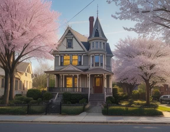 Victorian Houses in Ohio at Magic Hour
