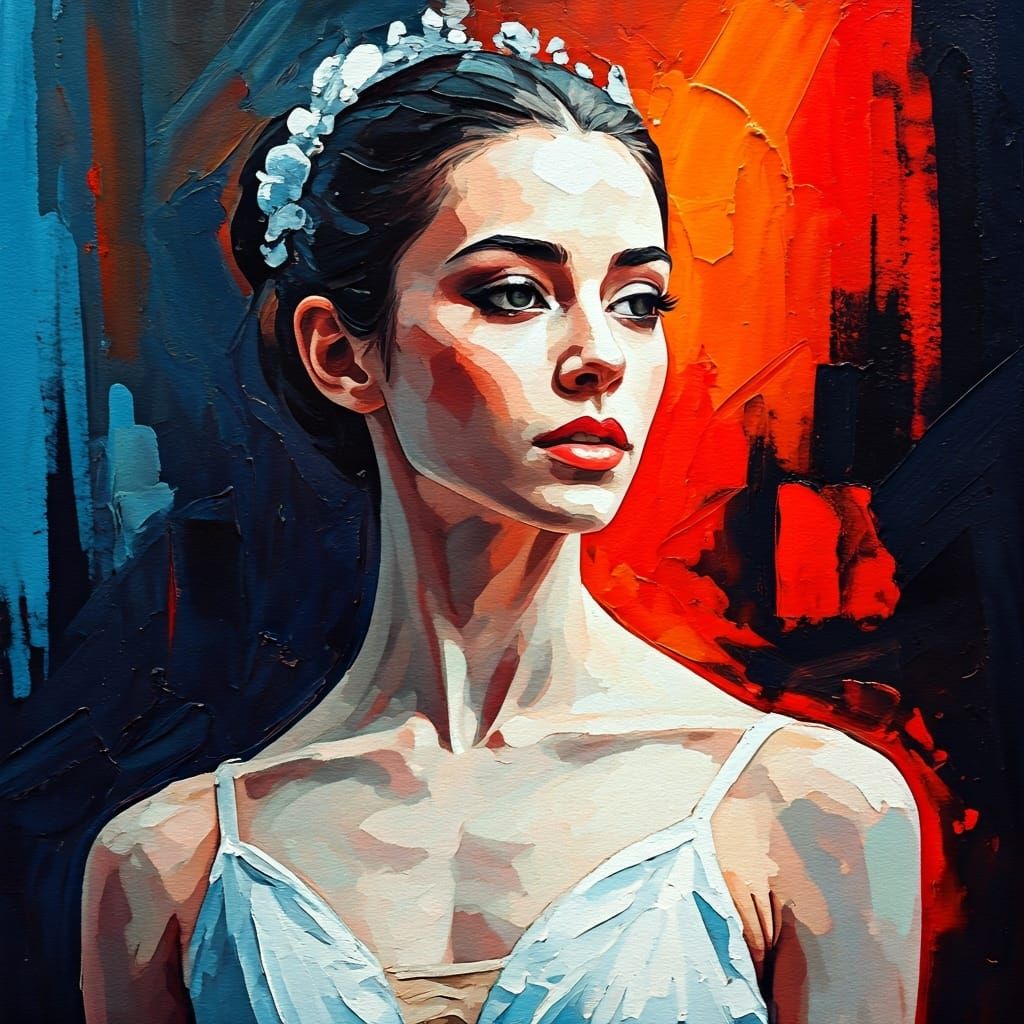 Ballet Dancer Portrait in Gouache Style