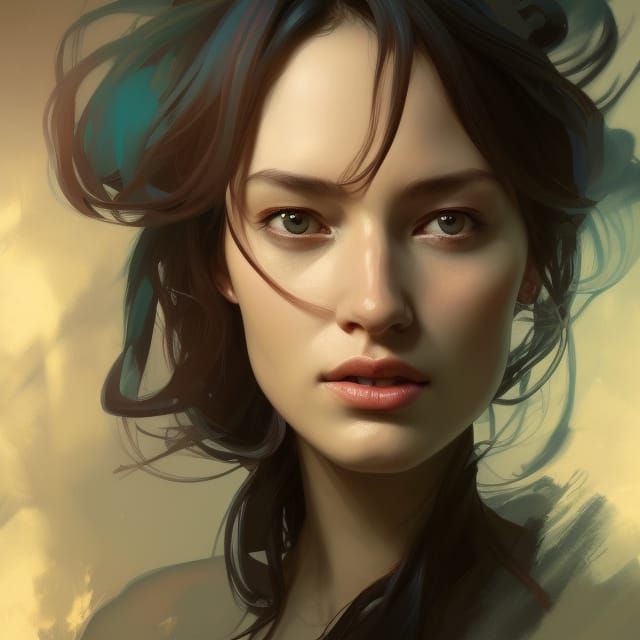 Painter Woman Portrait with Dynamic Lighting