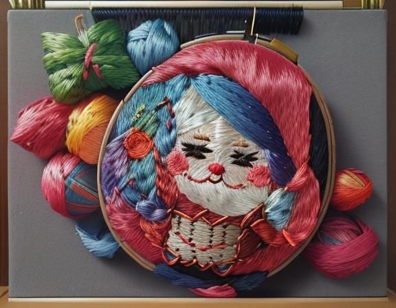 Rainbow-Haired Santa in Zardosi Embroidery Style