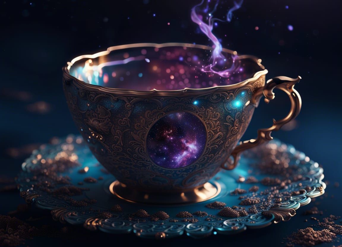 Cosmic Surreal Teacup: Epic Cinematic Masterpiece