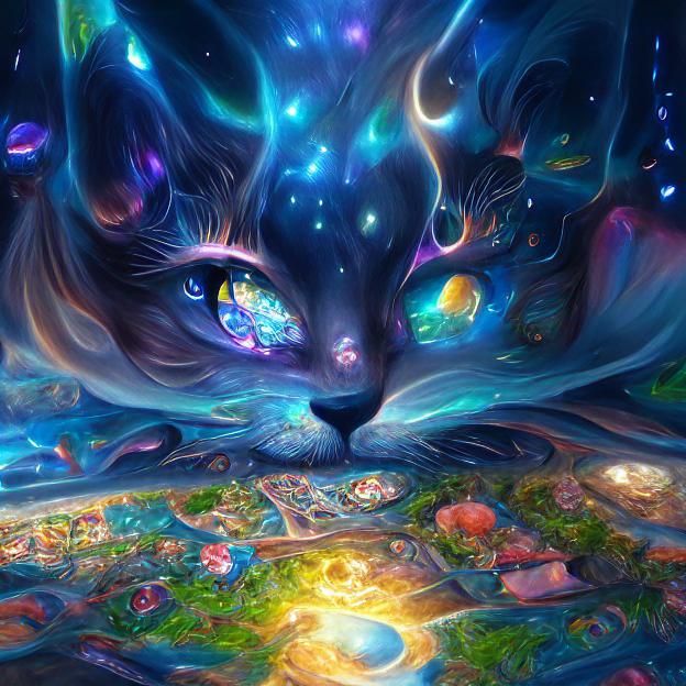 Cosmic Cat Goddess Watching Over The Universe