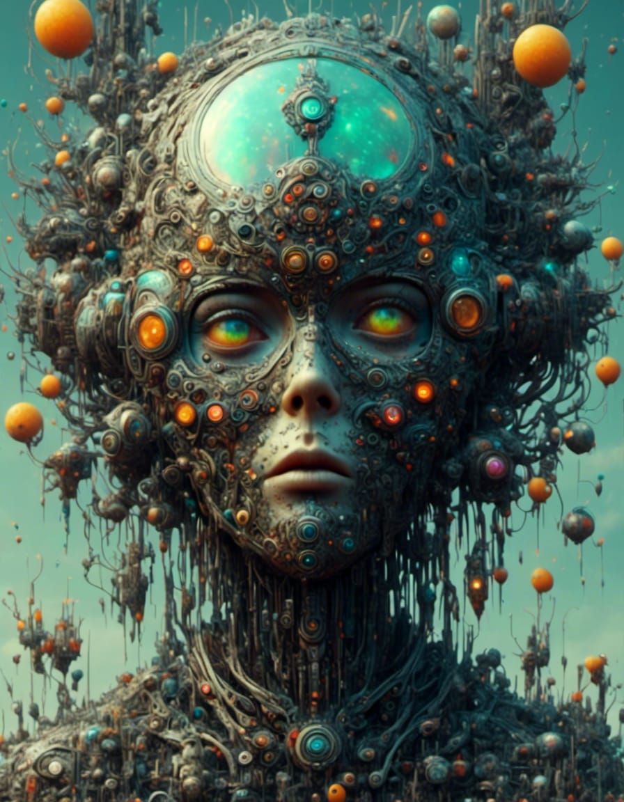 <lora:Mech-Reboot:1.0> <lora:TechScapes:1.0> <lora:LunarpunkAestheticV2:1.0> <lora:Ornate Aliens:1.0> Inhuman vegetable ...