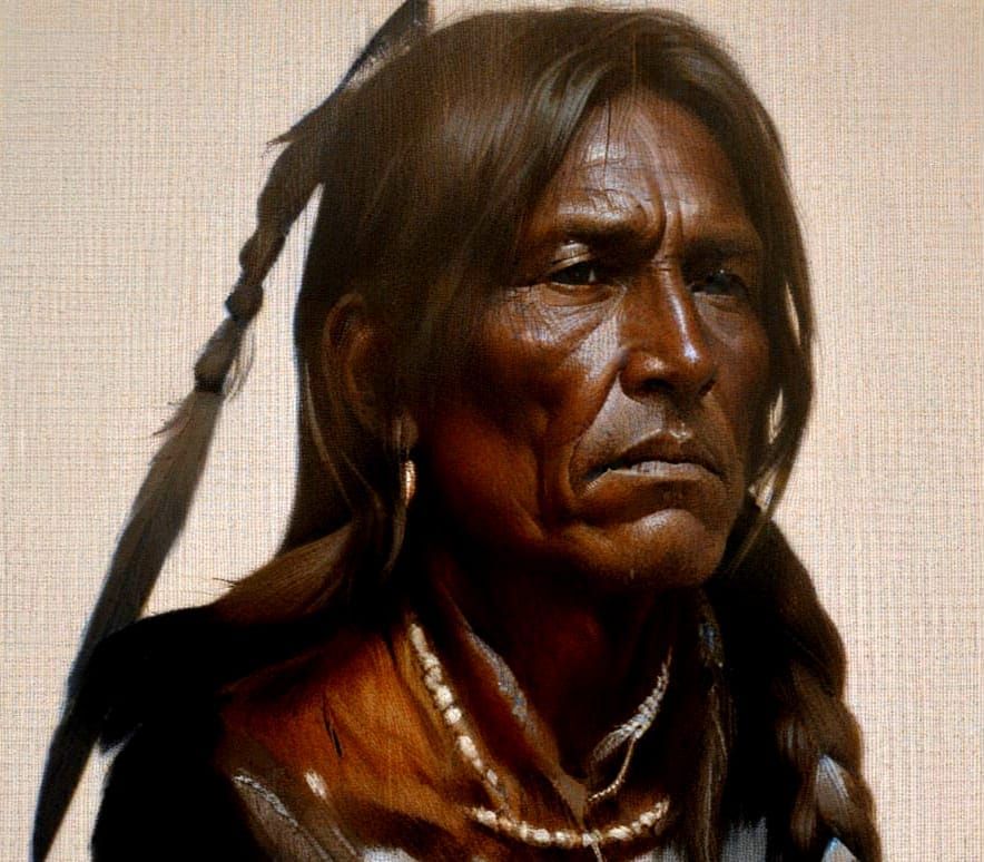 Native American Warrior in Traditional Regalia