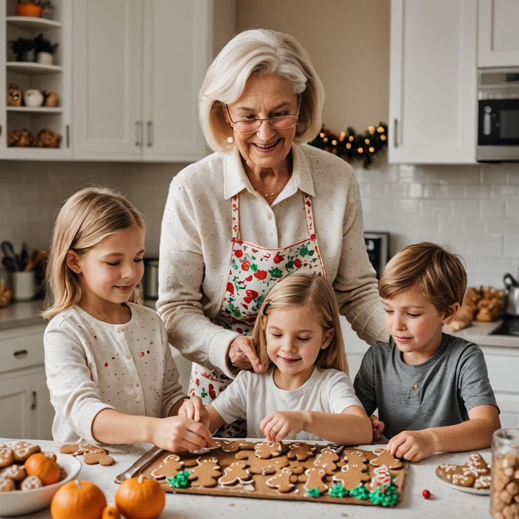 Gingerbread Men: Grandma Baking with Grandchildren