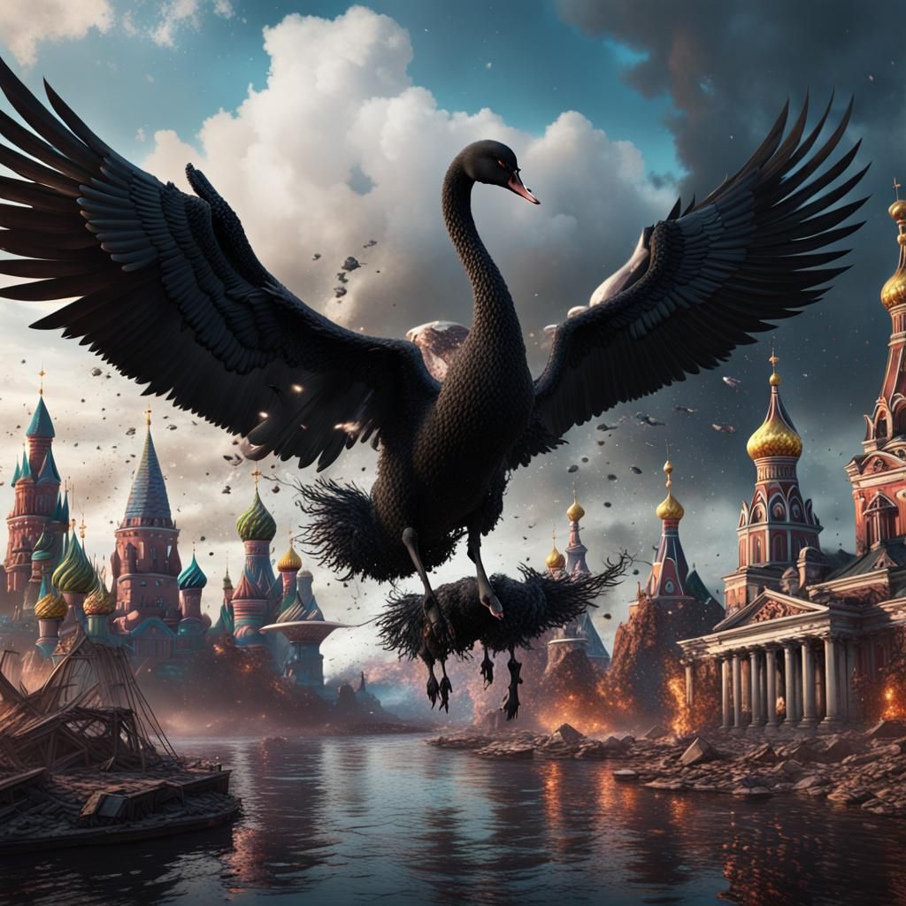 Black Swan Drone Destroys City: Matte Painting