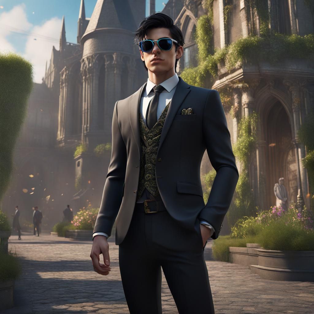 Arrogant Irish Teenager in Dark Suit, Digital Art