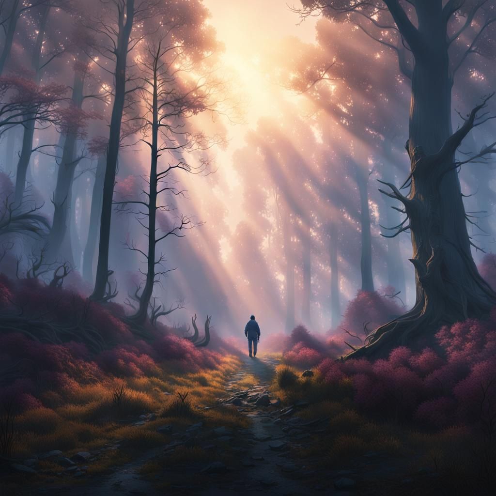 Misty Forest Dawn: A Cinematic Matte Painting