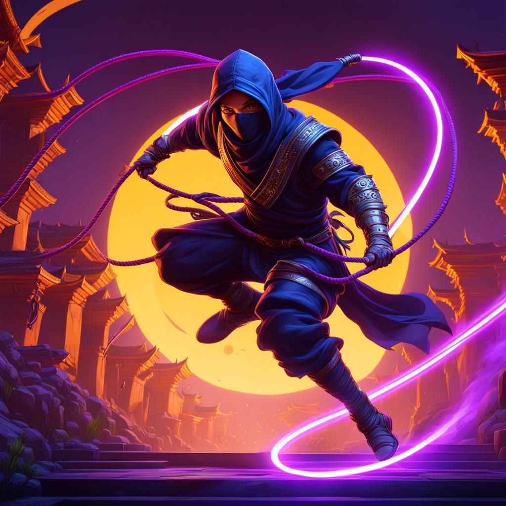 Ninja Jumps Rope: Dark Fantasy Concept Art