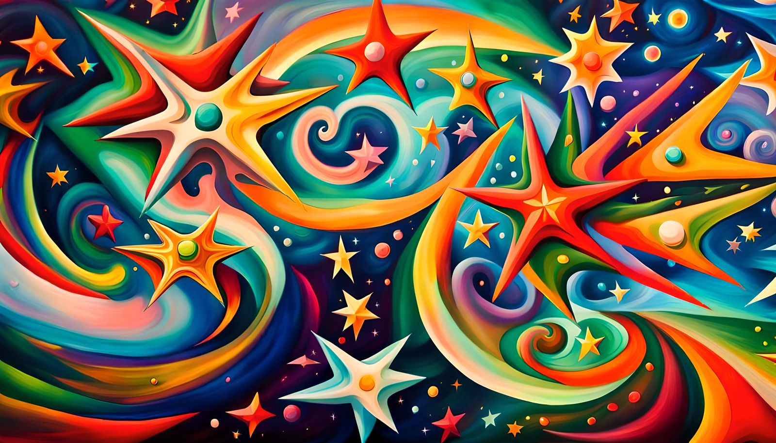 Swirling Stars in Electromagnetic Plasma: Impasto Oil Painti...