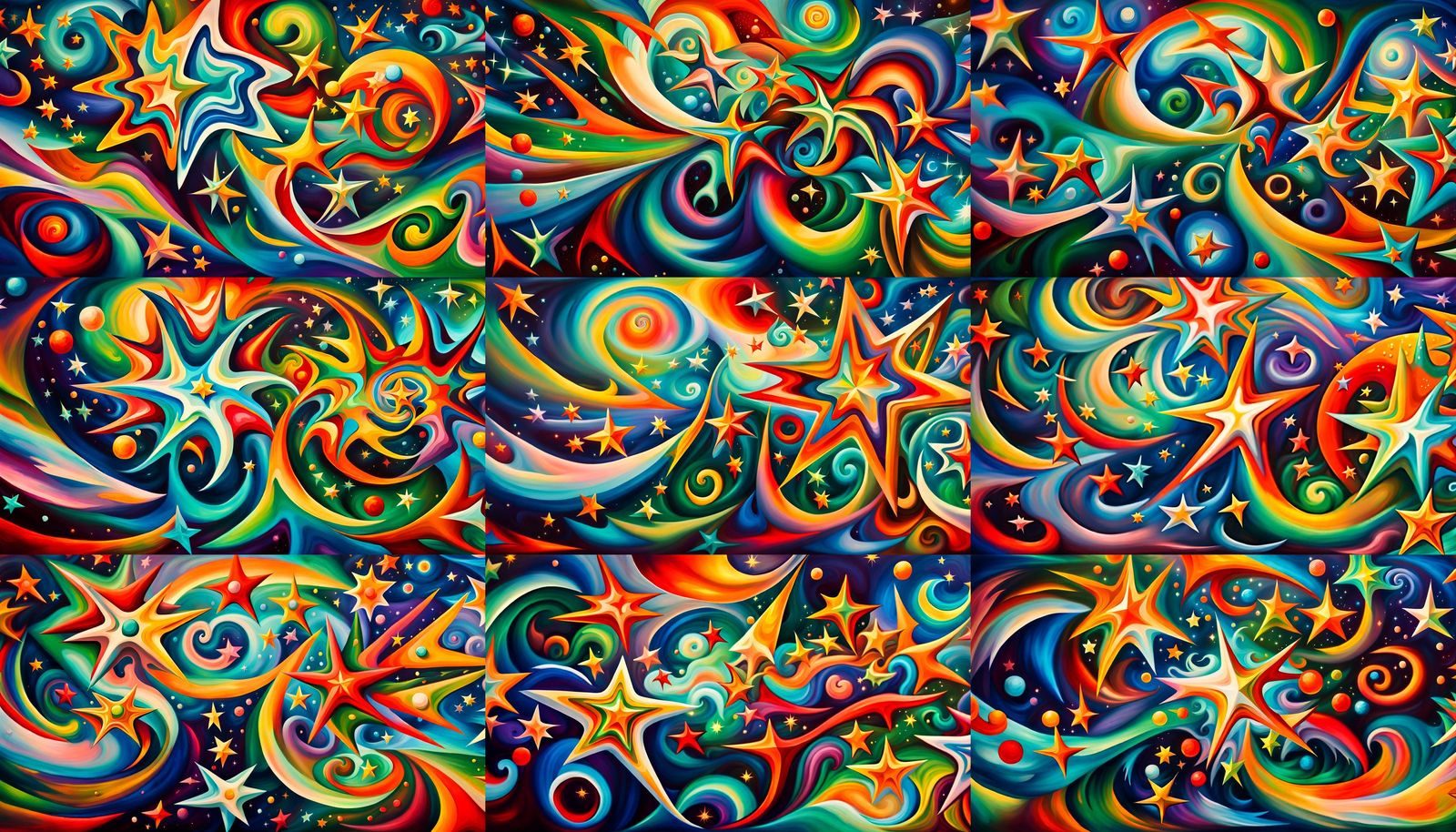 Swirling Stars in Iridescent Plasma Maelstrom: Impasto Paint...