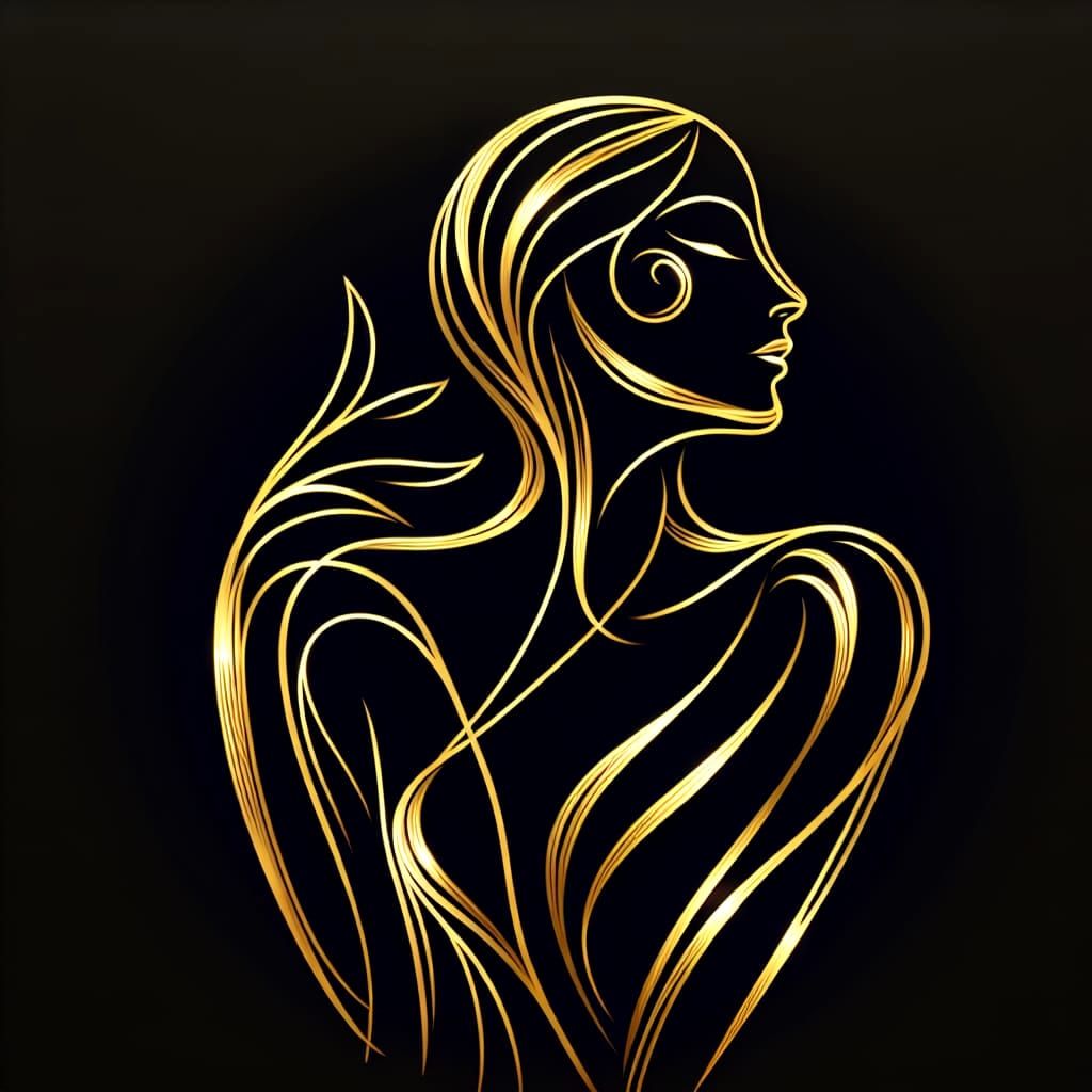 Elegant Gold Silhouette of Woman in Minimalist Style