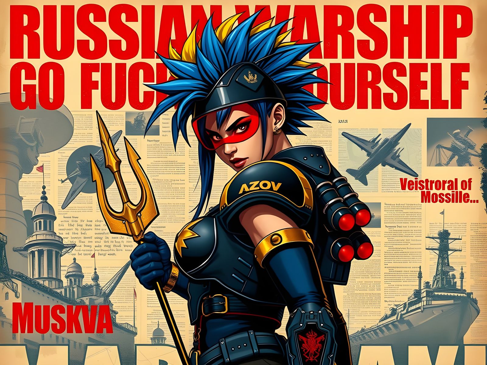 Gritty Cyberpunk Warrior Defies the Ruins of a Destroyed War...